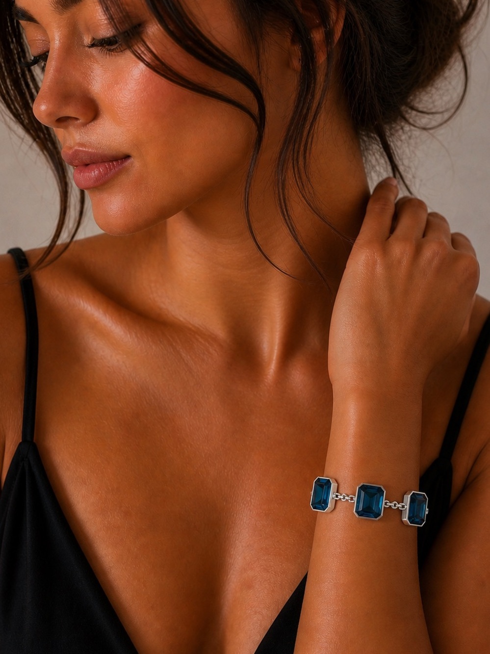 🆕 Bold London Blue Topaz Sterling Silver Bracelet – Emerald Cut Gemstones
